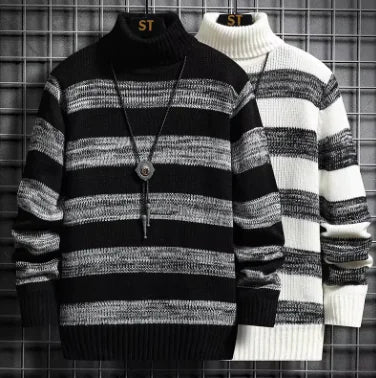 Stripe Fit High-Neck Sweater