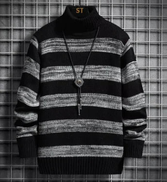 Stripe Fit High-Neck Sweater